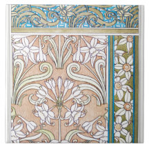 Art Nouveau daffodil Verneui arte textil de flores