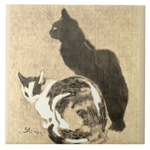 Azulejo Art Nouveau de Gato y Gato Negro de Calico