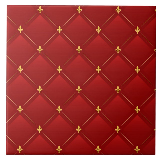 Azulejo Art Nouveau en Navidades rojo y oro (Frente)