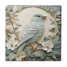 Art Nouveau Faux Relief Bluebird Bird Right Mint