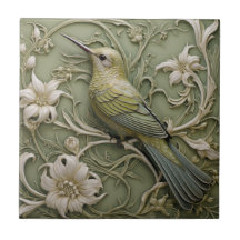 Art Nouveau Faux Relief Left Frente A Hummingbird