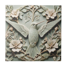 Azulejo Art Nouveau Faux Relief Right Hummingbird Bird