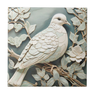 Azulejo Art Nouveau Faux Relief Right Pigeon Dove Bird