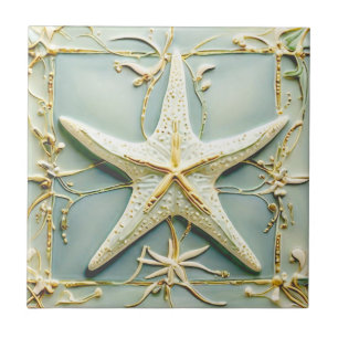 Azulejo Art Nouveau Faux Relief Starfish Sea Star Beach