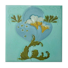 Azulejo Art Nouveau Floral Malkin Repro 1900 Faux Relief