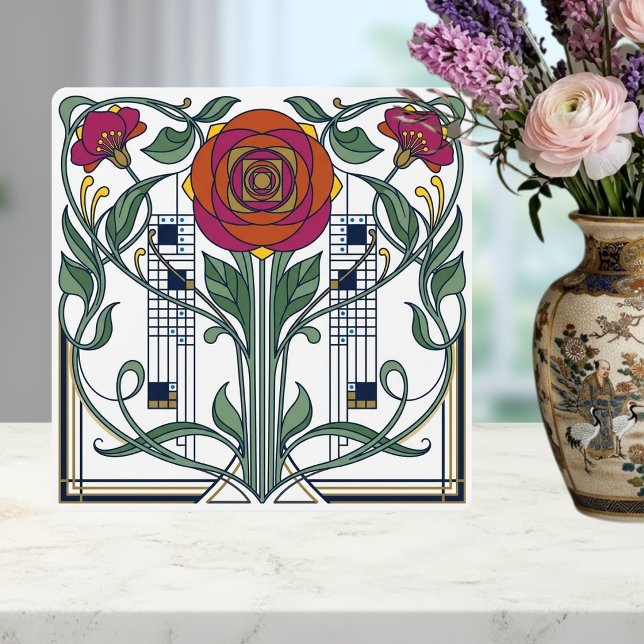 Azulejo Art Nouveau Floral Rose Geometric Art Design (Subido por el creador)