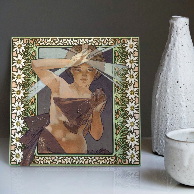 Azulejo Art Nouveau inspirado L'Étoile du Matin por Mucha (Subido por el creador)
