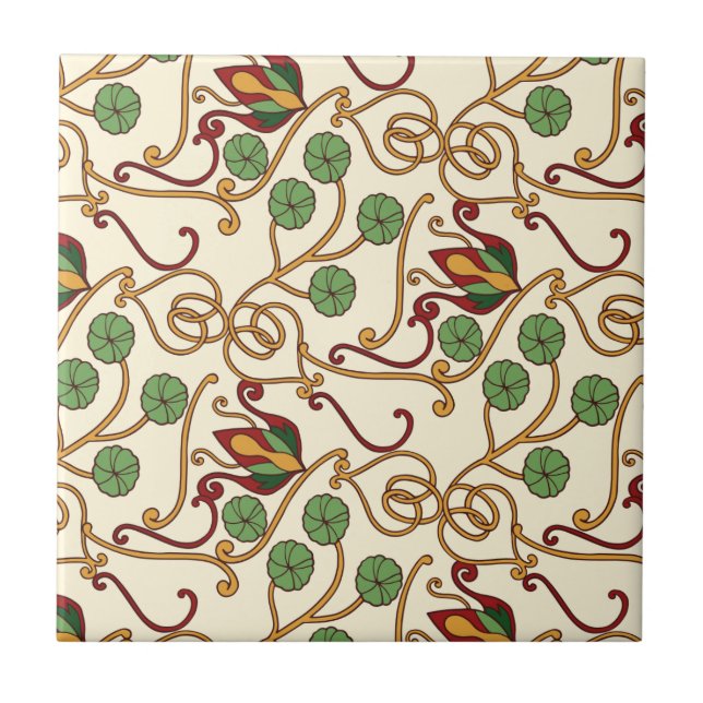 Azulejo Art Nouveau-inspired floral design (Frente)