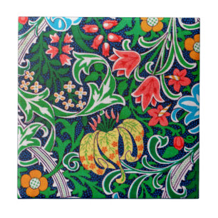 Azulejo Art Nouveau Jacobino Floral, Verde Esmeralda