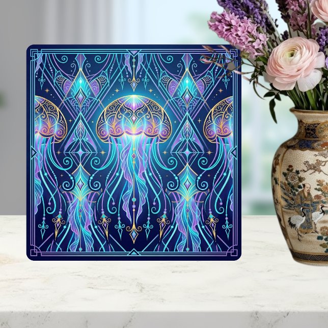 Azulejo Art Nouveau Jellyfish Cosmic Ocean Pattern Purple  (Subido por el creador)