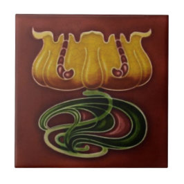 Azulejo Art Nouveau Jugendstil c1900 Alemán Floral Repro