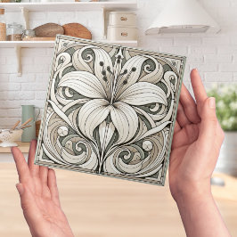 Azulejo Art Nouveau Lilly Floral Tile