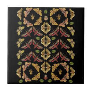 Azulejo Art Nouveau Moth & Orchid art deco negro