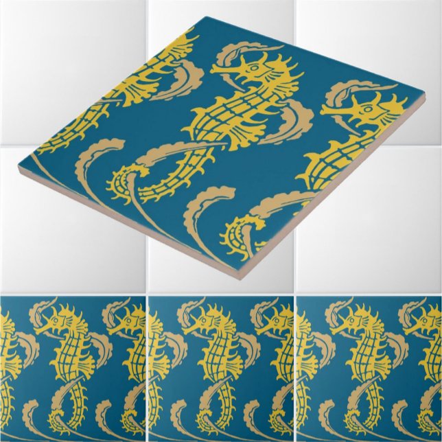 Azulejo Art Nouveau Ocean Beach Nautical Seahorse Frieze (Subido por el creador)