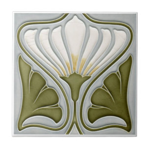 Azulejo Art Nouveau Pared Cerámica Tile Luz BG Blanco