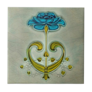 Azulejo Art Nouveau Rosa Sherwin & Cotton c1900 Repro