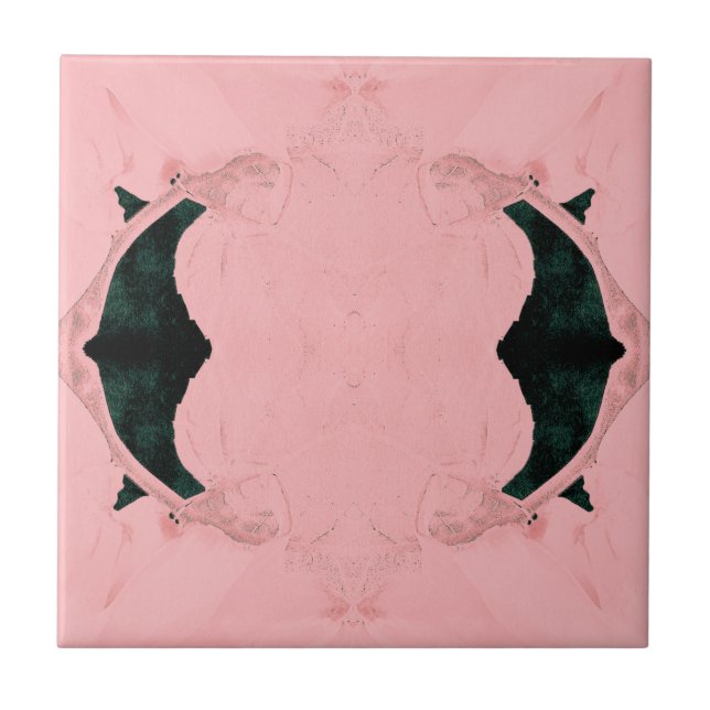 Azulejo Art Nouveau victoriano rosa negro vintage (Frente)