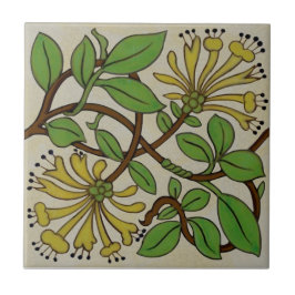 Azulejo Art Nouveau Yellow Honeysucle Art Antique Repro