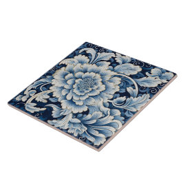 Azulejo Arte 11 tradicional de flor de tinta azul en China