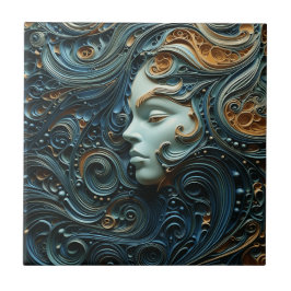 Azulejo Arte 3D de Moonlit Woman