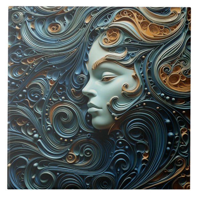 Azulejo Arte 3D de Moonlit Woman (Frente)