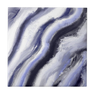 Azulejo Arte Abstracto Azul Gris Moderno