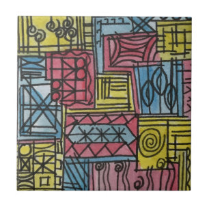 Azulejo Arte abstracto caprichoso y pintado a mano