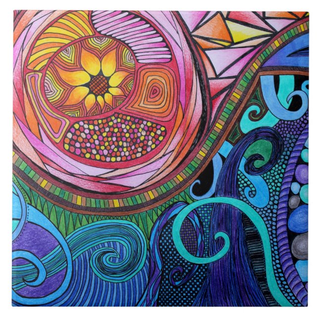 Azulejo Arte abstracto colorido moderno (Frente)