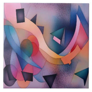 Azulejo Arte abstracto contemporáneo "Bote En El Agua"