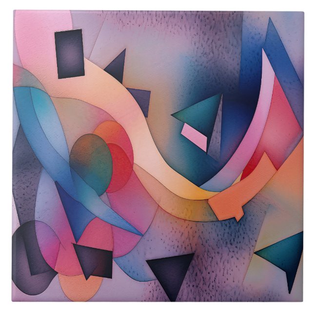 Azulejo Arte abstracto contemporáneo "Bote En El Agua" (Frente)