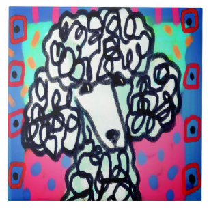 Azulejo Arte abstracto de Caniche blanco
