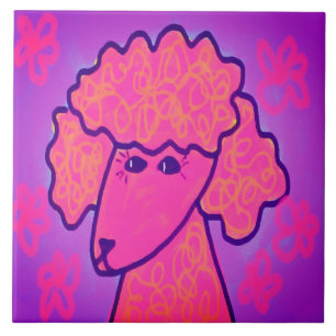 Azulejo Arte abstracto de caniche rosa bonito