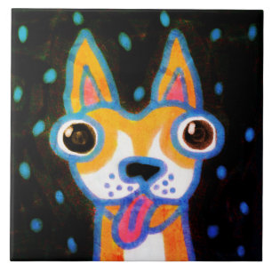Azulejo Arte abstracto de Chihuahua funky