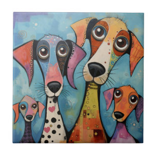 Azulejo Arte abstracto de perro colorido estilo cartoon