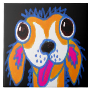 Azulejo Arte abstracto de perro loco