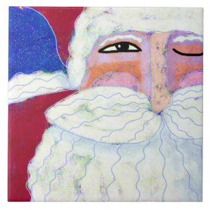 Azulejo Arte abstracto de Santa Claus guiñando