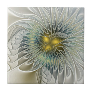Azulejo Arte abstracto fractal de fantasía de flor de plat