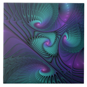 Azulejo Arte abstracto fractal moderno púrpura se encuentr