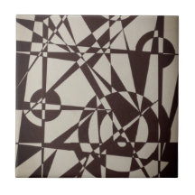 Arte abstracto geométrico moderno negro y beige/cr