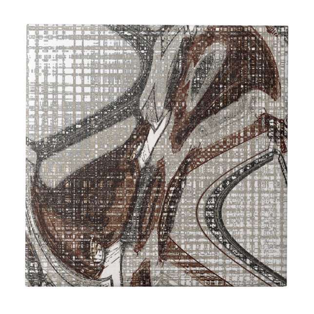 Azulejo Arte abstracto gris y marrón (Frente)