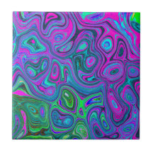 Arte abstracto groovy mármol magenta y verde lima