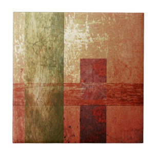 Azulejo Arte abstracto Grunge Naranja geométrico rojo ver
