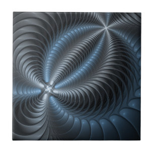 Azulejo Arte abstracto moderno fractal 3D gris azul plásti