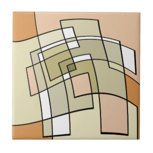 Azulejo Arte abstracto otoñal de pastel de crema