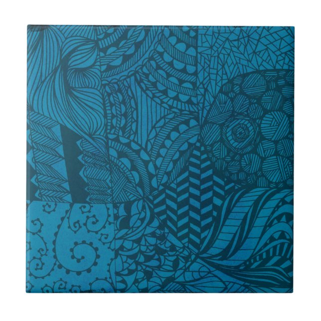 Azulejo Arte abstracto patrón azul (Frente)