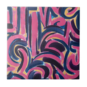 Azulejo Arte abstracto pintado a mano con grafitis del gri