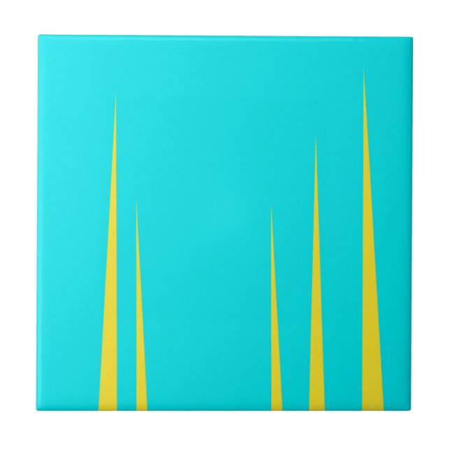 Azulejo Arte abstracto turquesa amarillo espiral minimalis (Frente)