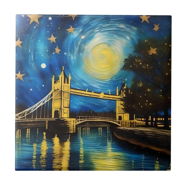 Azulejo Arte acrílico puente de Londres, (Frente)