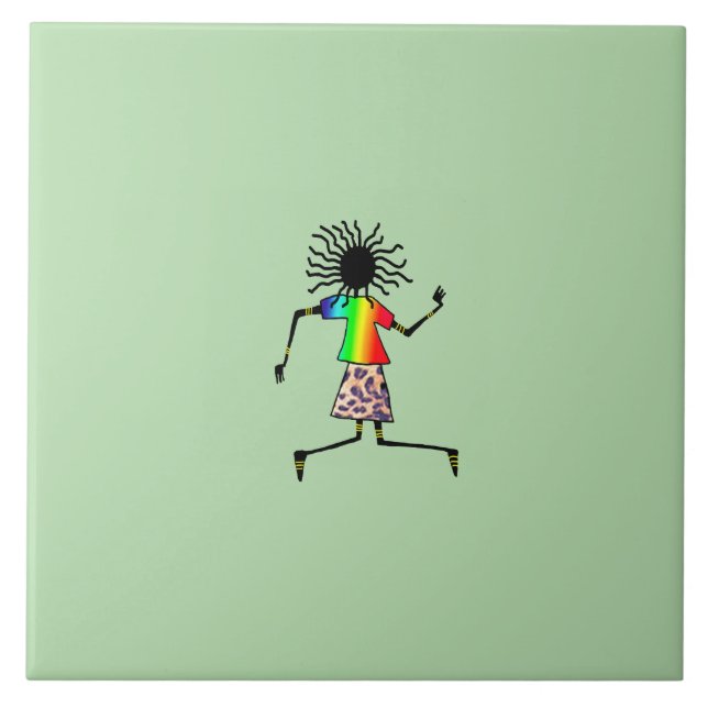 Azulejo Arte africano, bailarín feliz (Frente)