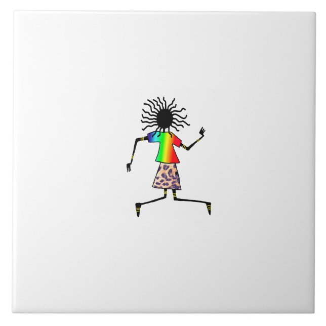 Azulejo Arte africano, bailarín feliz (Frente)